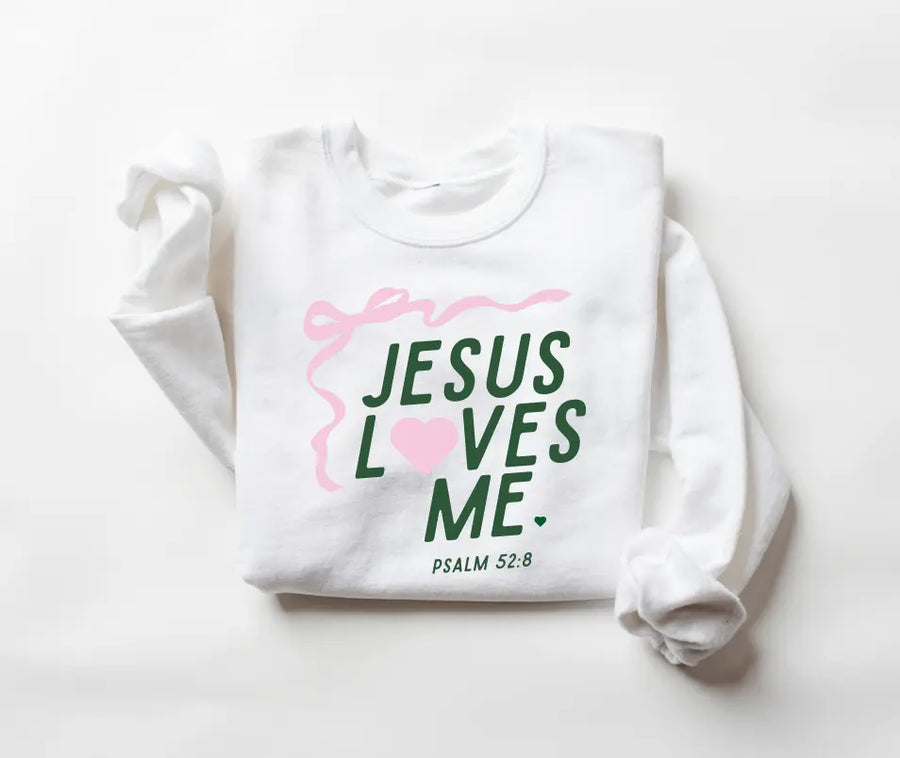 "Jesus Loves Me" Ribbon Sweatshirt- Adult Saved by Grace Co.