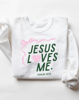 "Jesus Loves Me" Ribbon Sweatshirt- Adult