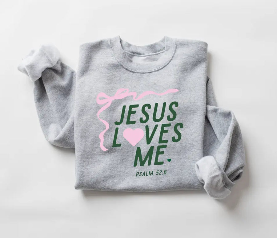 "Jesus Loves Me" Ribbon Sweatshirt- Adult Saved by Grace Co.