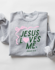 "Jesus Loves Me" Ribbon Sweatshirt- Adult