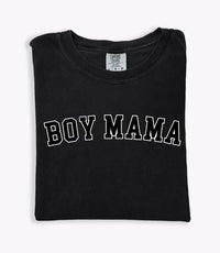 Boy Mama Varsity Tee Black Saved by Grace Co.
