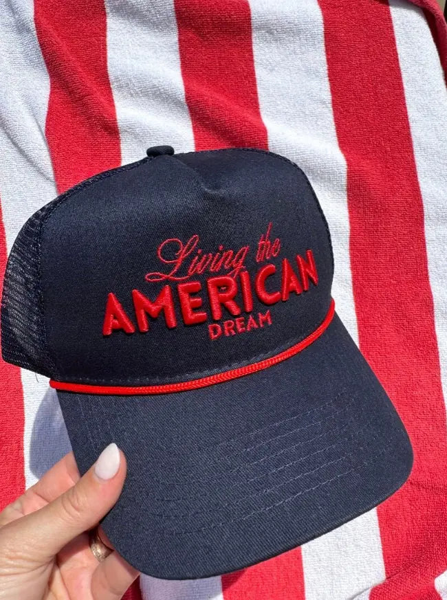 Living the American Dream - Red and Navy Vintage Trucker Hat KenzKustomz