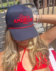 Living the American Dream - Red and Navy Vintage Trucker Hat