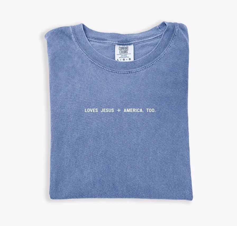 Loves Jesus + America, Too. Saved by Grace Co.