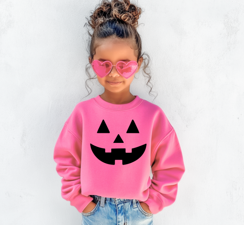🎀 Pink Jack-o’-Lantern Girls Sweatshirt – Cute Halloween Pullover SBG Co.