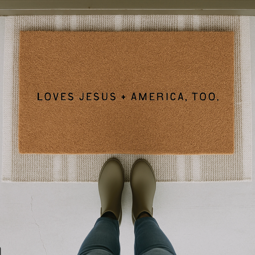 Loves Jesus + America, Too Doormat SBG Co.