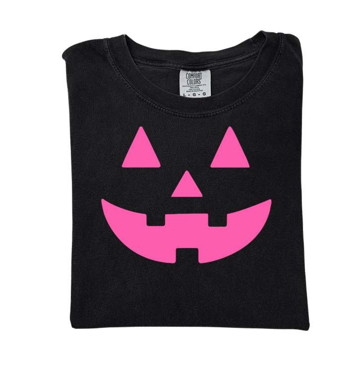 Neon Pink Jack-o-Lantern on Black - See Matching Mini! SBG Co.