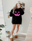 Neon Pink Jack-o-Lantern on Black - See Matching Mini!