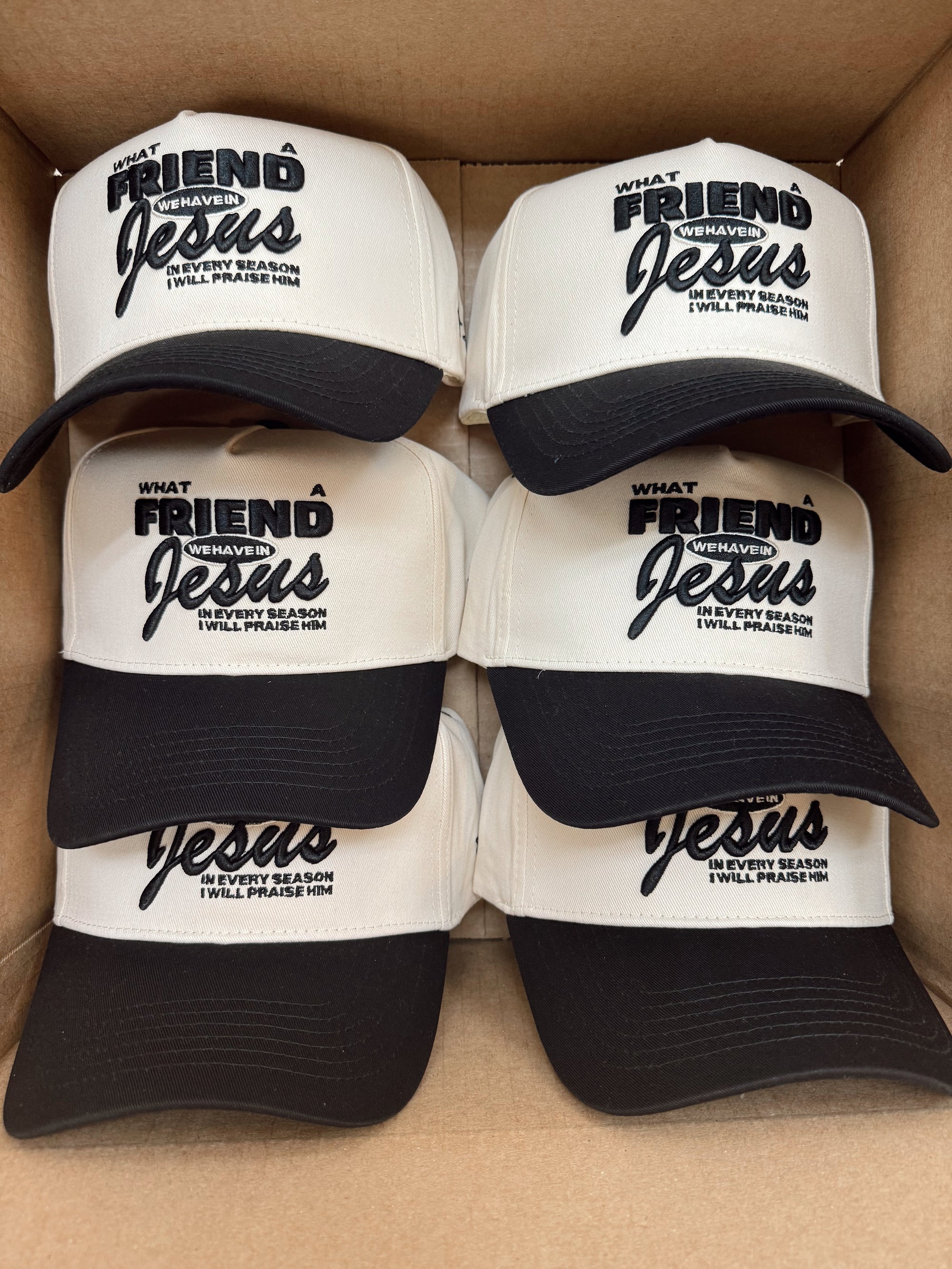 Friend in Jesus - Black Vintage Trucker Hat
