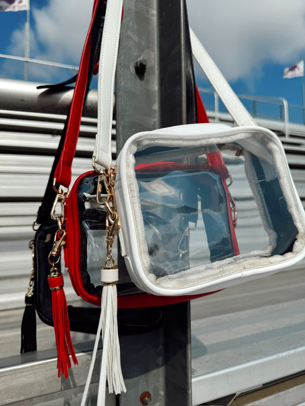 Red Stadium Approved Clear Purse With Tassle KenzKustomz