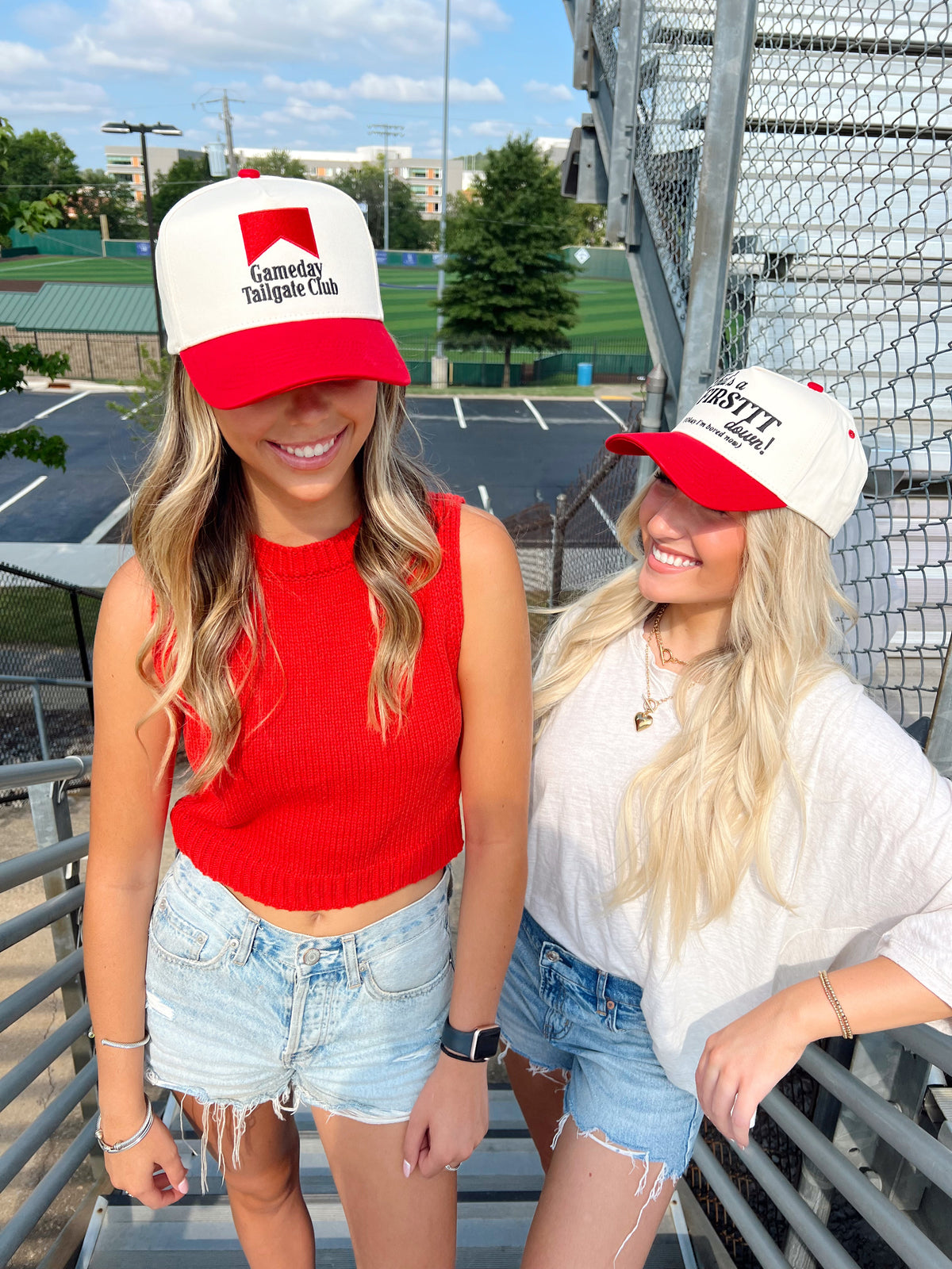 Gameday Tailgate Club - Red Vintage Trucker Hat KenzKustomz