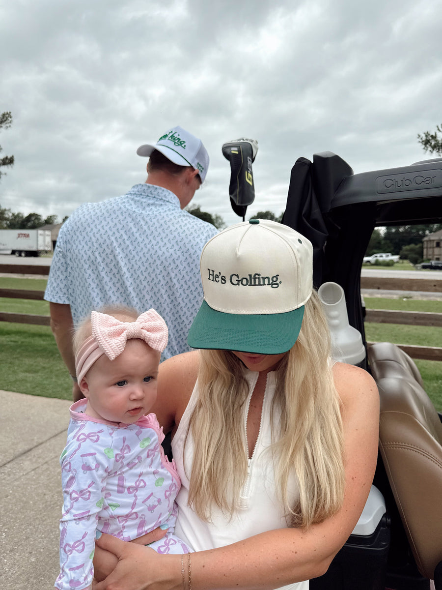 He's Golfing - Green Vintage Trucker Hat - PREORDER KenzKustomz