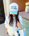 Enjoy the Little Things - Blue Stripe Vintage Trucker Hat - PREORDER KenzKustomz