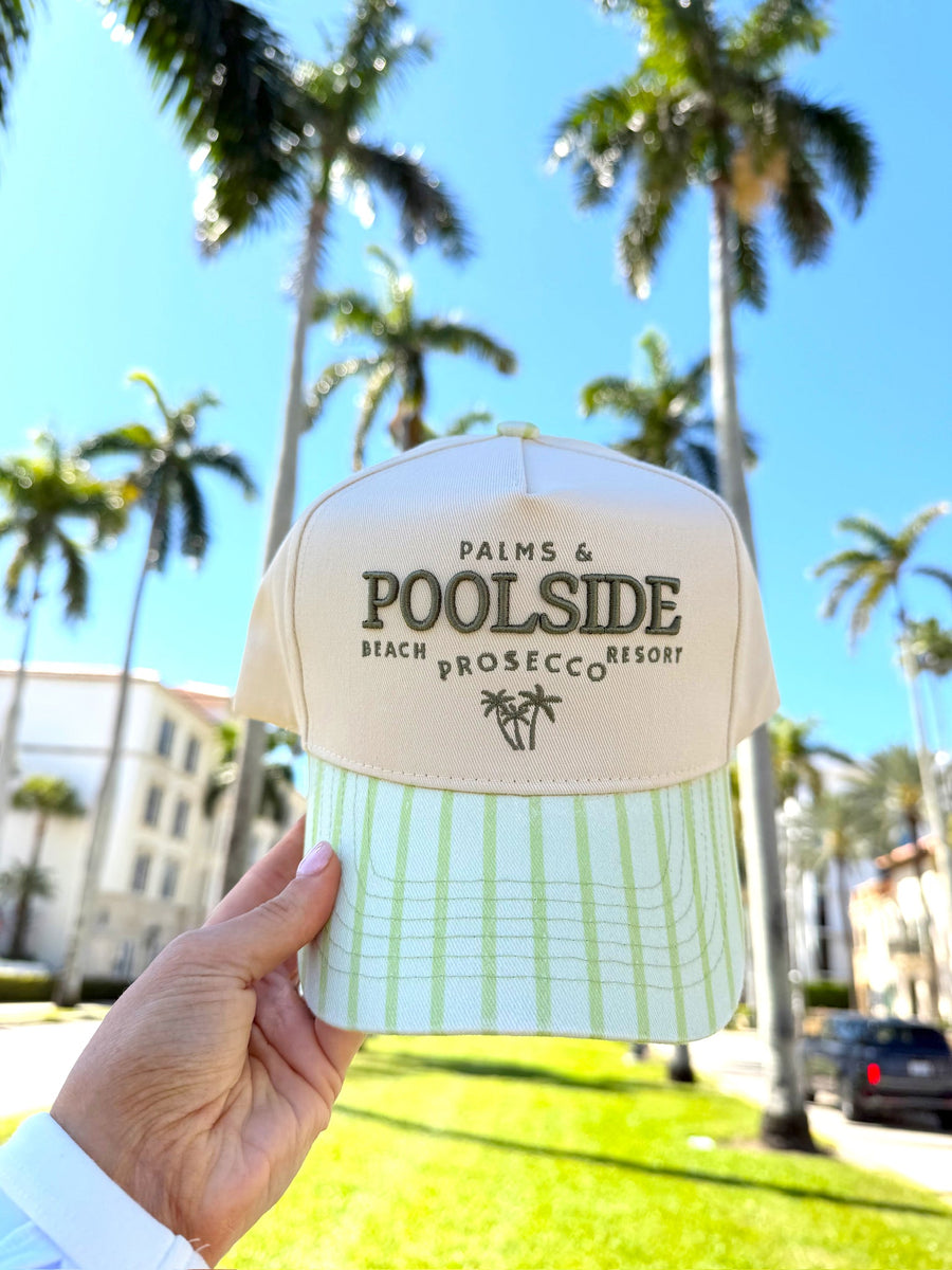 Palms & Poolside - Green Stripe Trucker Hat - PREORDER KenzKustomz