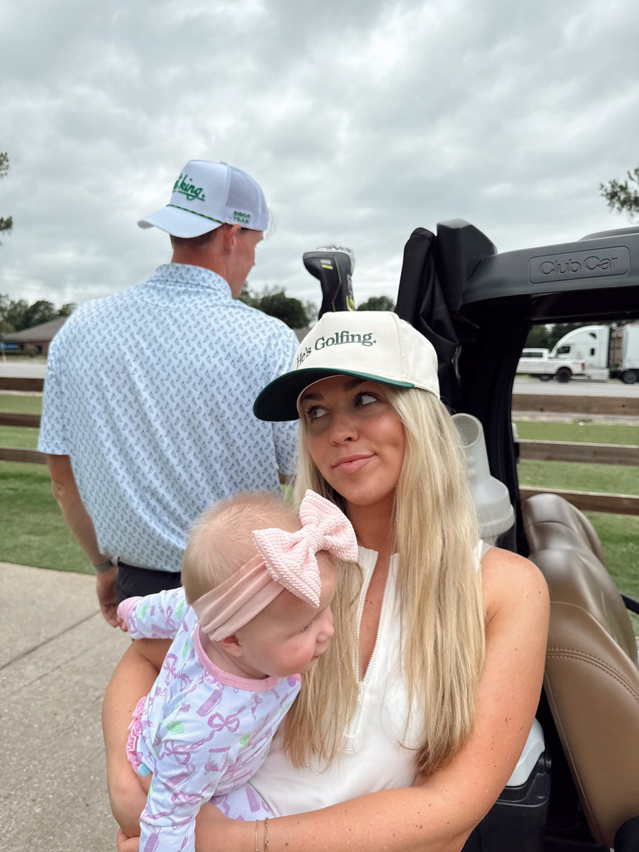 He's Golfing - Green Vintage Trucker Hat - PREORDER KenzKustomz
