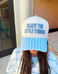 Enjoy the Little Things - Blue Stripe Vintage Trucker Hat - PREORDER KenzKustomz