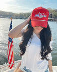 Living the American Dream - Red and Navy Vintage Trucker Hat