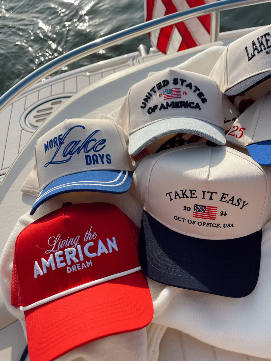 Living the American Dream - Red and Navy Vintage Trucker Hat KenzKustomz