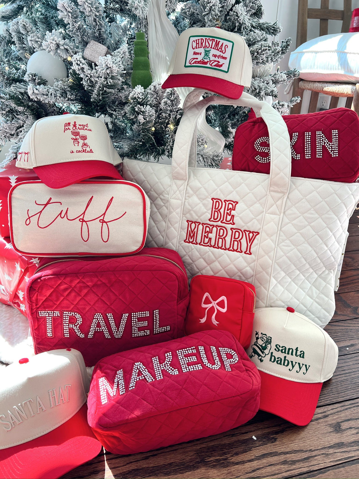 All I Want for Christmas is Cocktails - Red Vintage Trucker Hat KenzKustomz