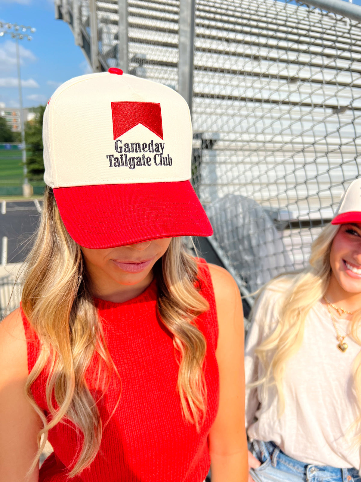 Gameday Tailgate Club - Red Vintage Trucker Hat KenzKustomz