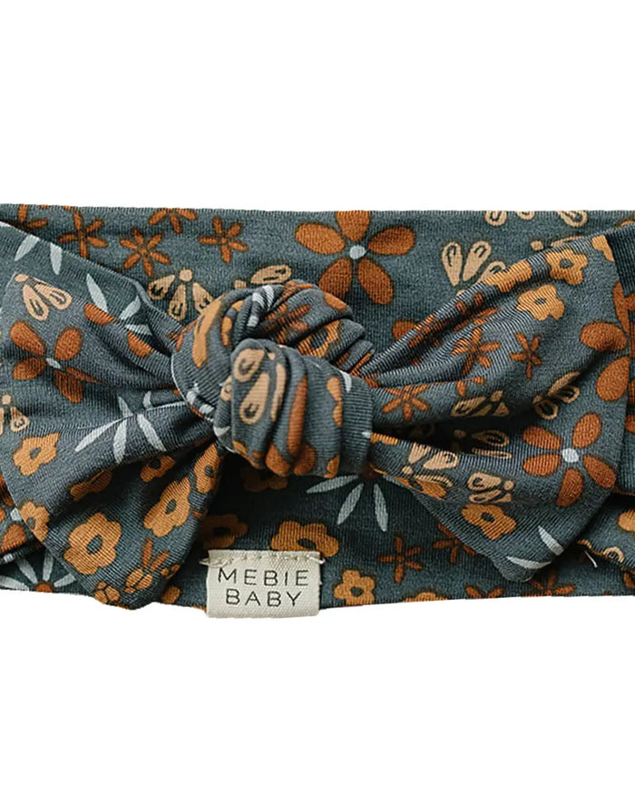 Navy Floral Bamboo Head Wrap Mebie Baby