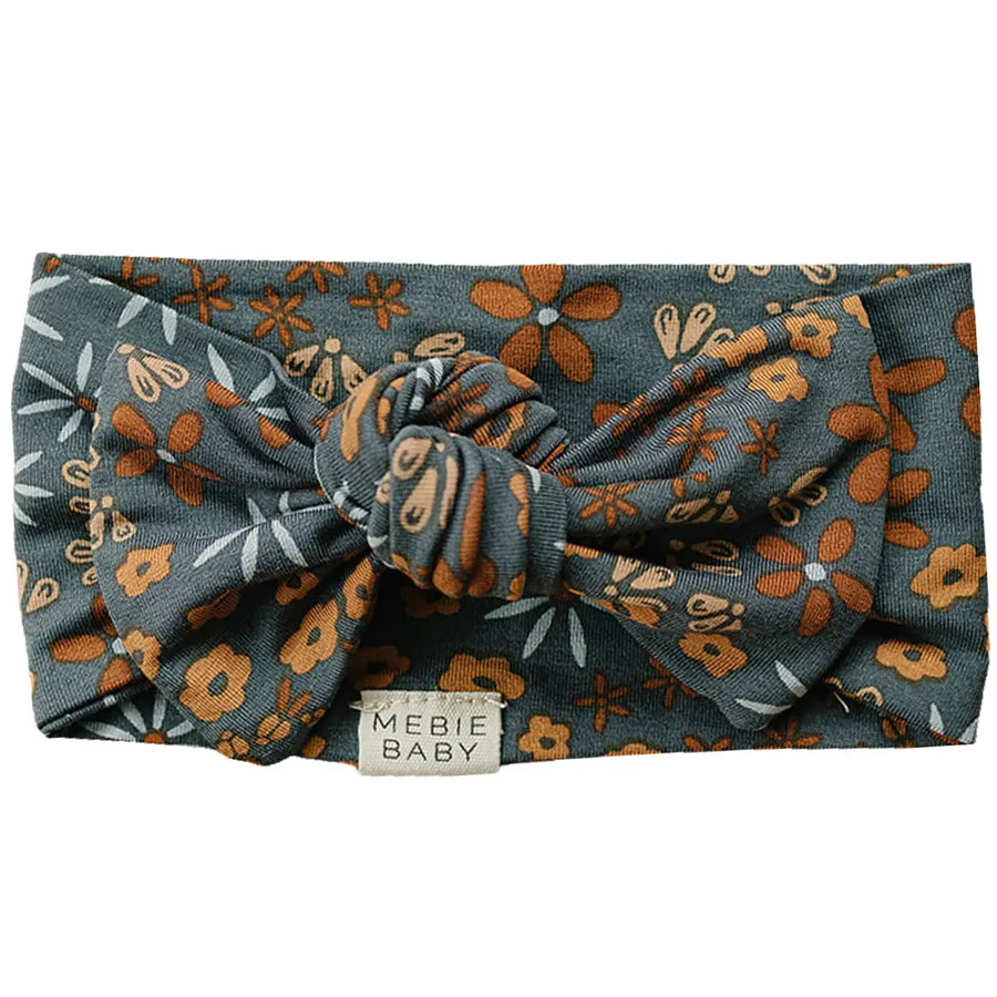 Navy Floral Bamboo Head Wrap Mebie Baby