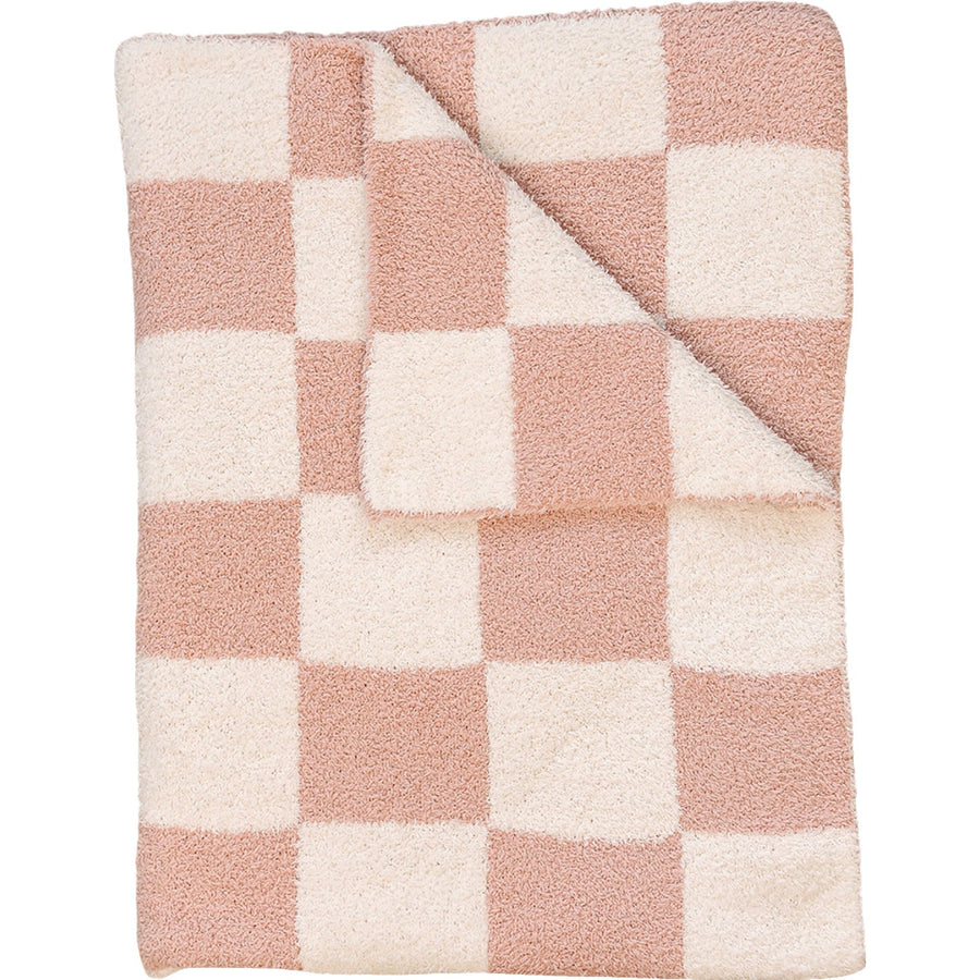 Pink Checkered Plush Blanket Mebie Baby