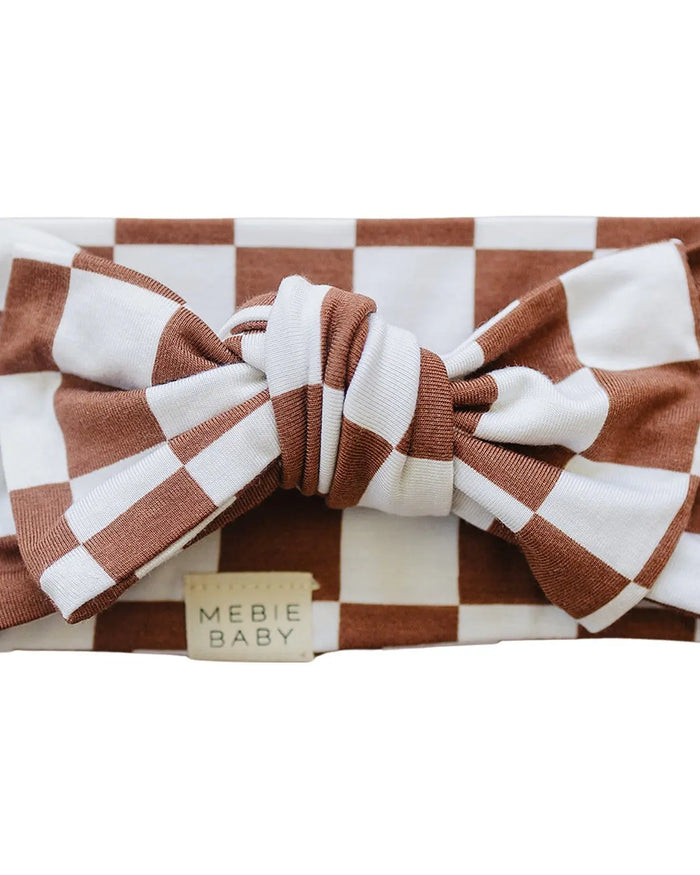Rust Checkered Bamboo Head Wrap Mebie Baby