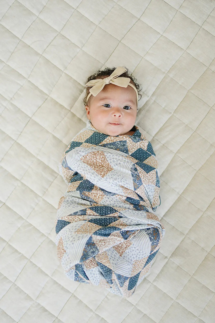 Patchwork Print Muslin Swaddle Blanket Mebie Baby