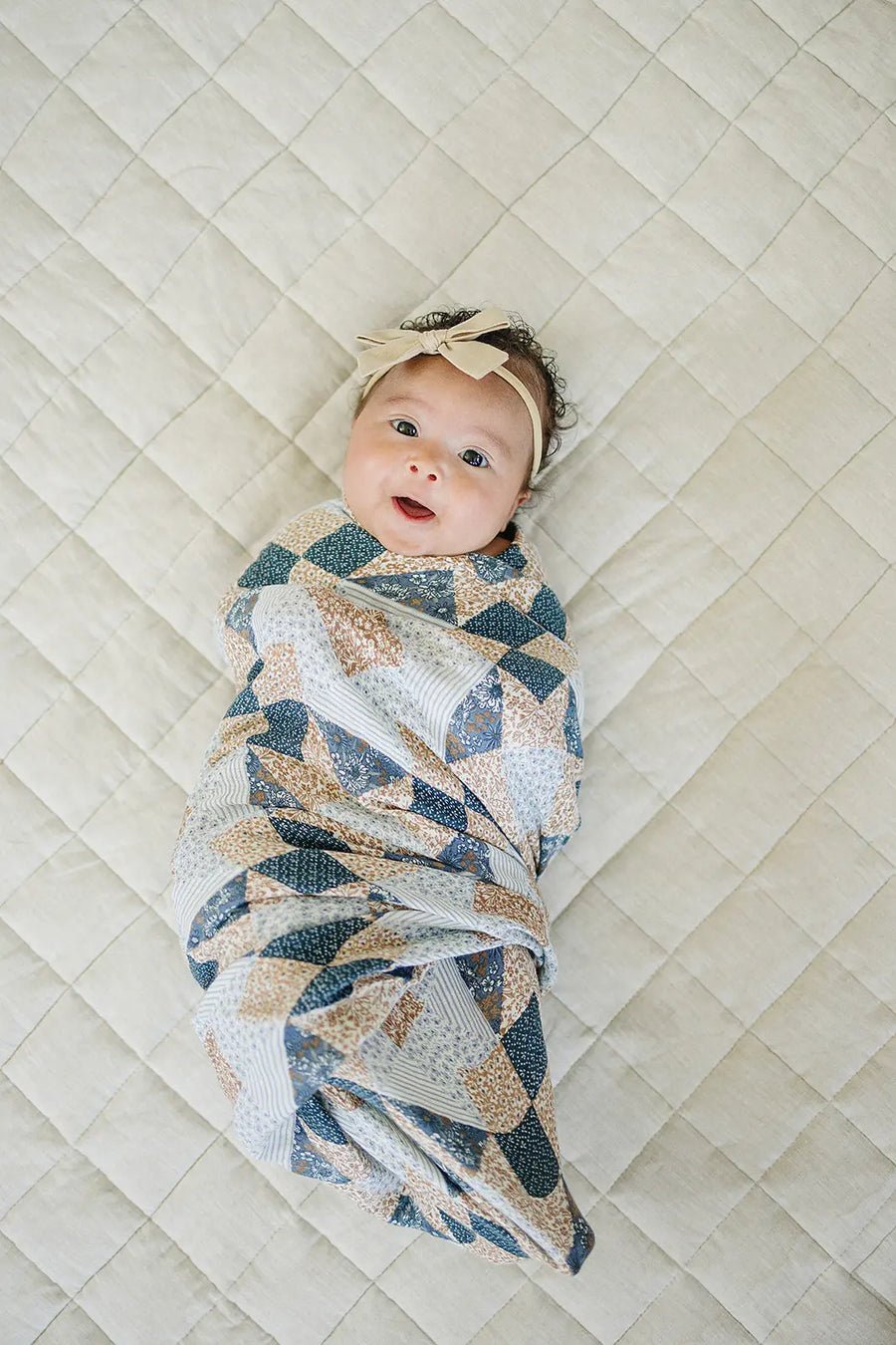 Patchwork Print Muslin Swaddle Blanket Mebie Baby