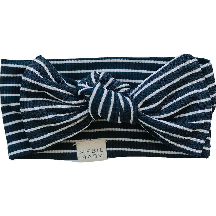 Navy Stripes Ribbed Bamboo Head Wrap Mebie Baby