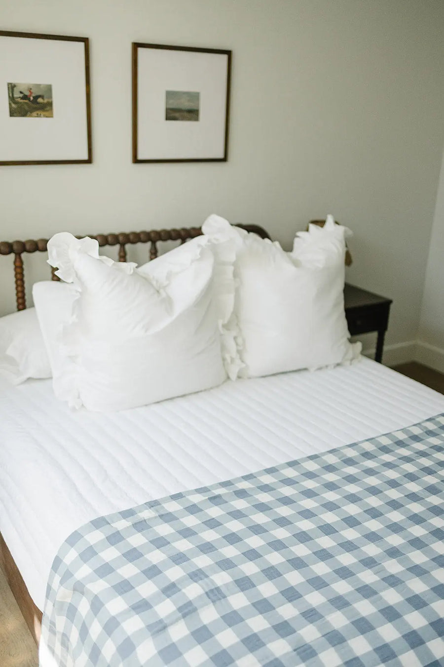Dusty Blue Gingham Twin Muslin Quilt Mebie Baby