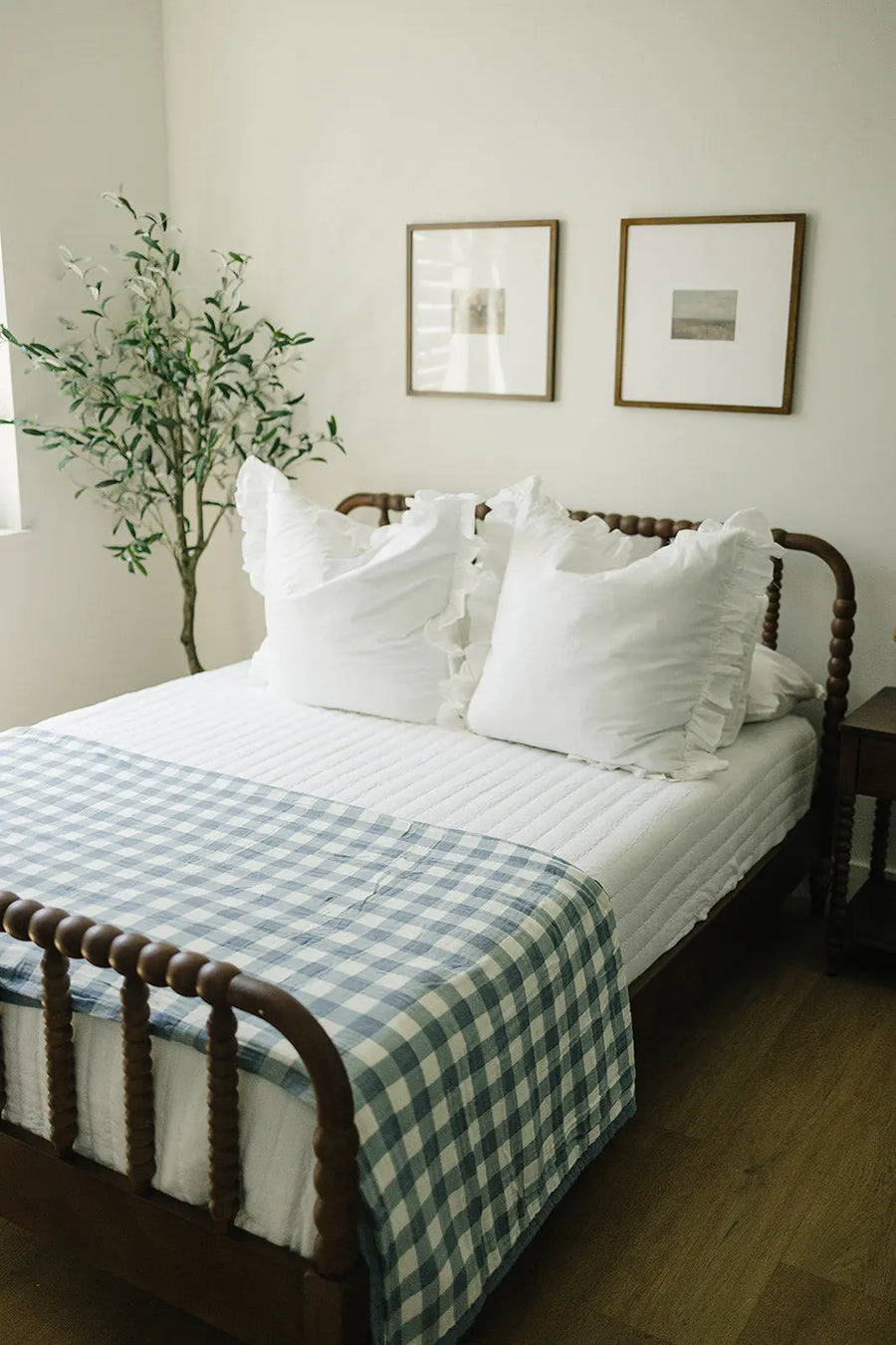 Dusty Blue Gingham Twin Muslin Quilt Mebie Baby