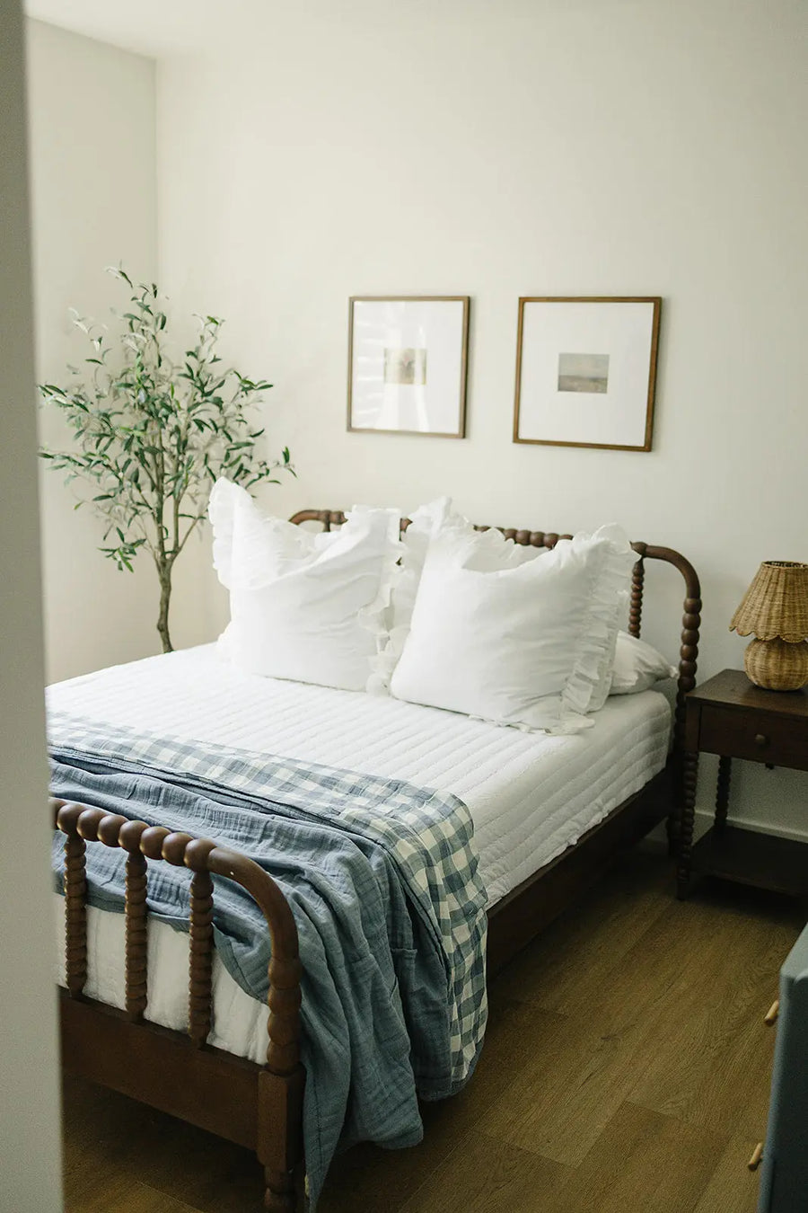 Dusty Blue Gingham Twin Muslin Quilt Mebie Baby
