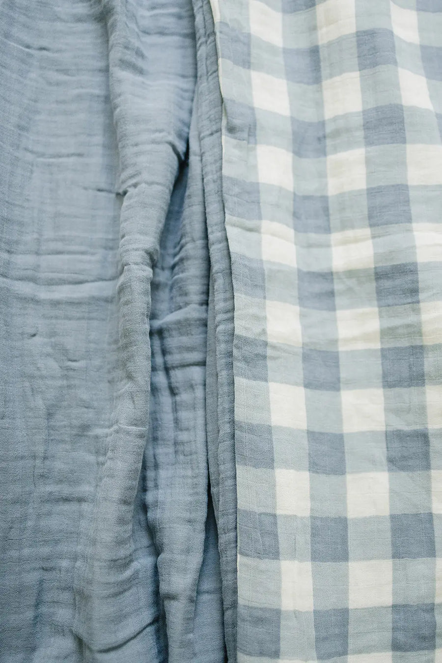 Dusty Blue Gingham Twin Muslin Quilt Mebie Baby