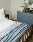 Dusty Blue Gingham Twin Muslin Quilt