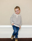 Stripe Button Knit Sweater