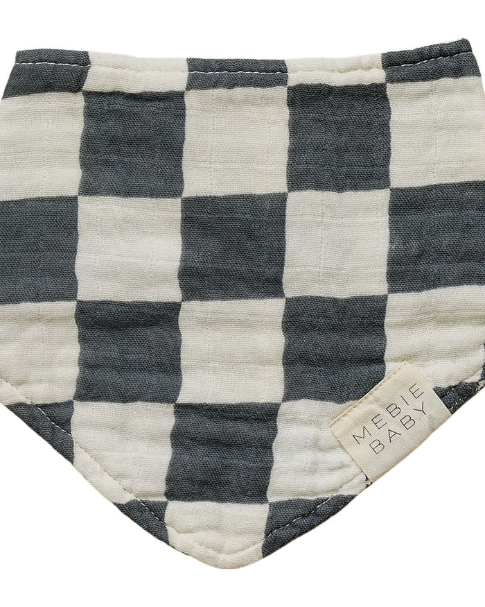 Charcoal Checkered Muslin Bib Mebie Baby