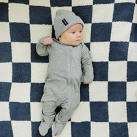 Navy Checkered Plush Blanket