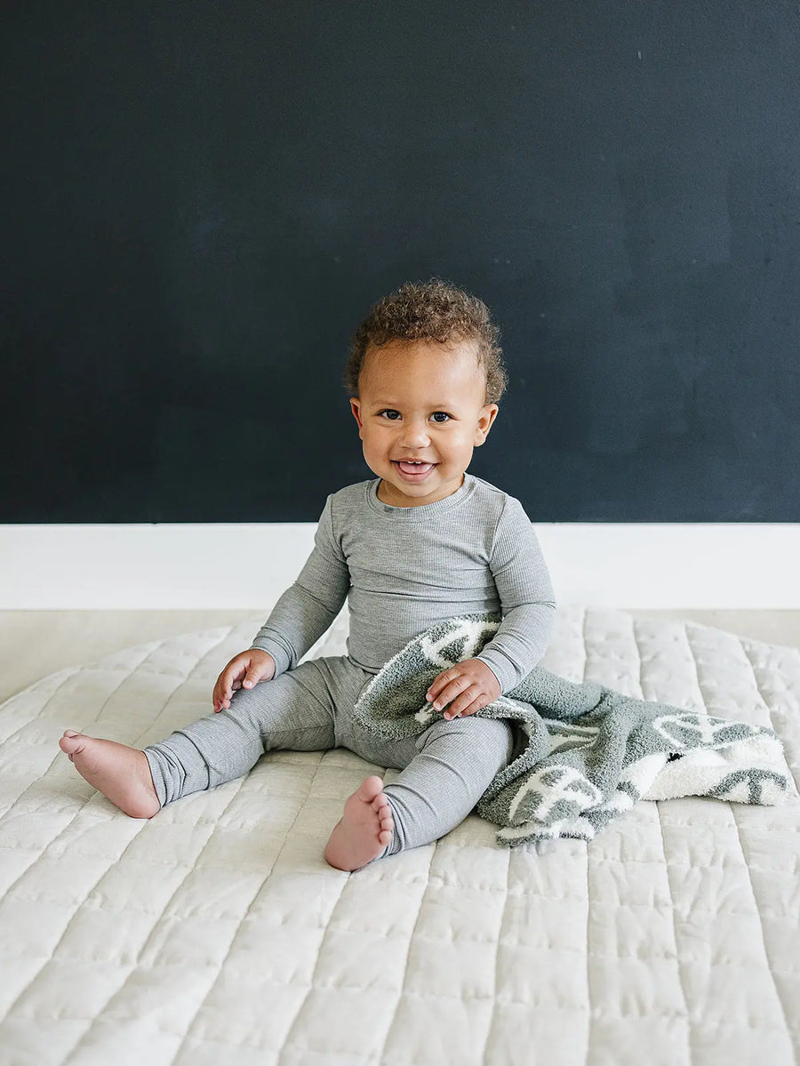 Navy Checkered Plush Blanket Mebie Baby