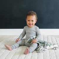 Navy Checkered Plush Blanket