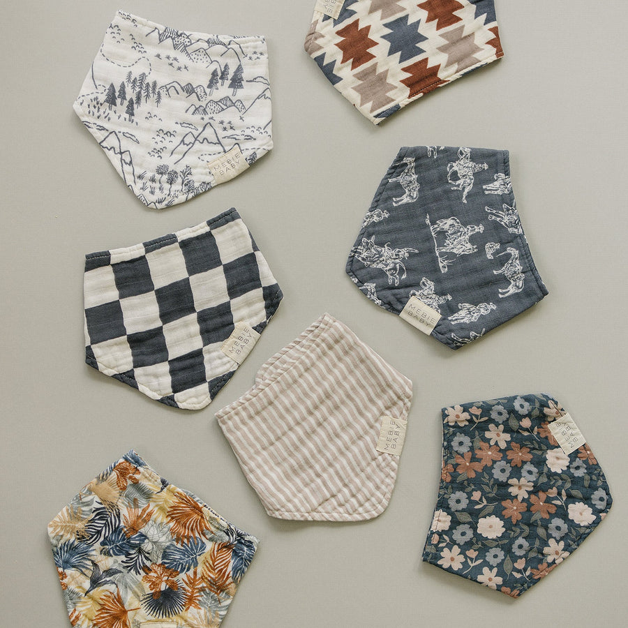 Charcoal Checkered Muslin Bib Mebie Baby