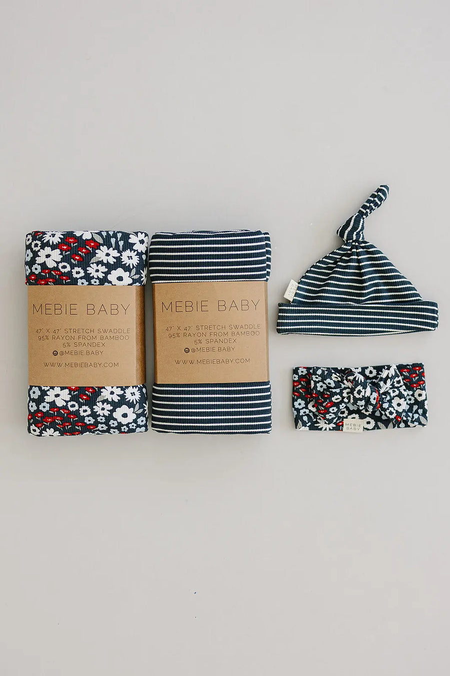 Americana Floral Ribbed Bamboo Head Wrap Mebie Baby