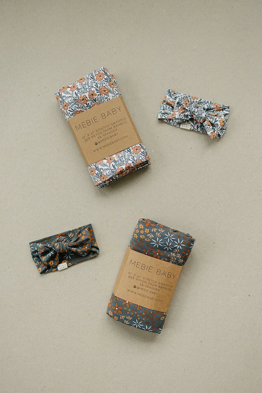 Navy Floral Bamboo Head Wrap Mebie Baby