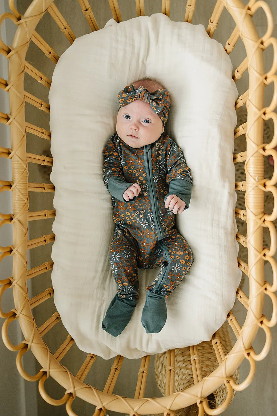 Navy Floral Bamboo Head Wrap Mebie Baby