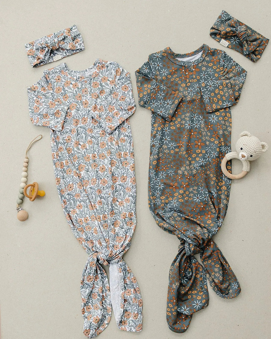Navy Floral Bamboo Head Wrap Mebie Baby