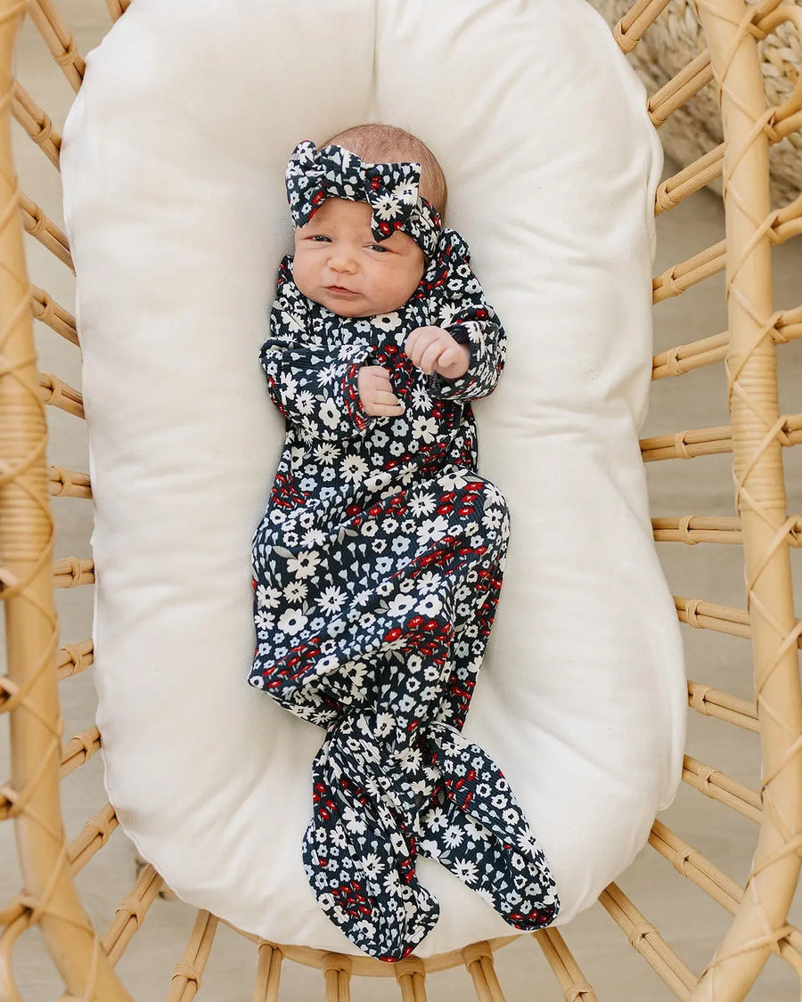 Americana Floral Ribbed Bamboo Head Wrap Mebie Baby