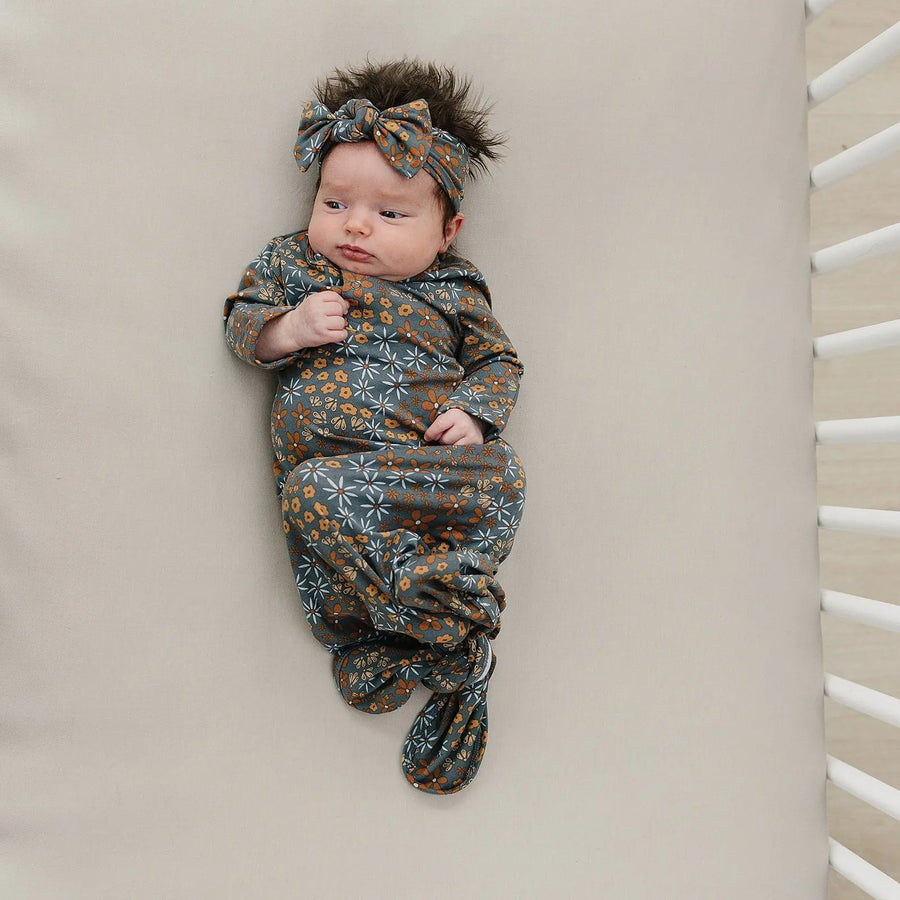 Navy Floral Bamboo Head Wrap Mebie Baby