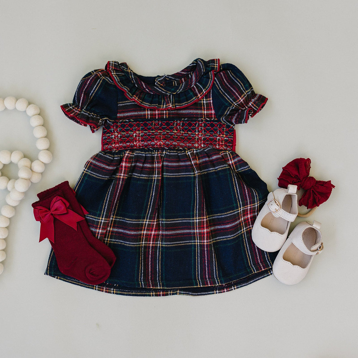 Christmas Plaid Smocked Dress Mebie Baby