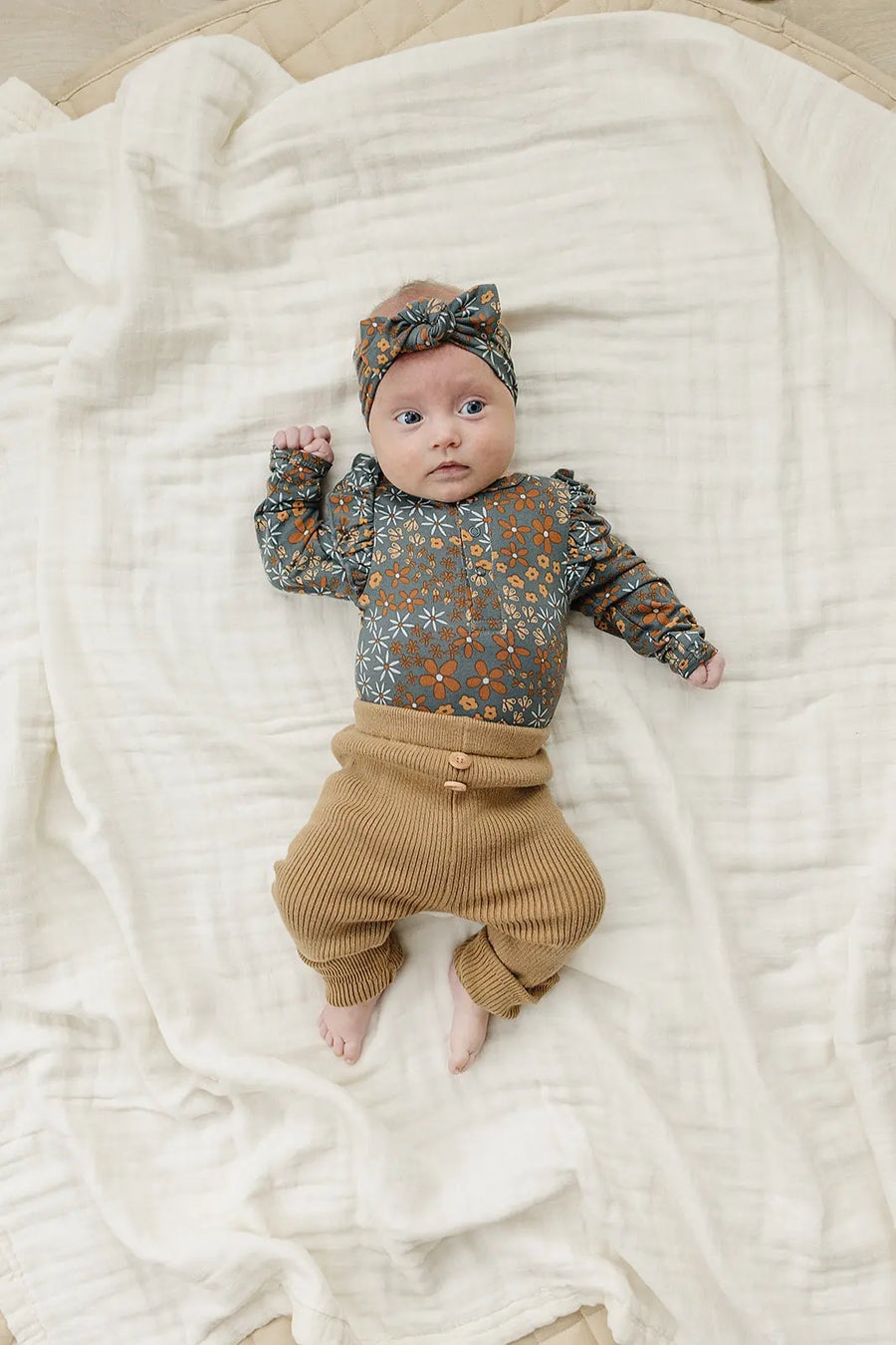 Navy Floral Bamboo Head Wrap Mebie Baby